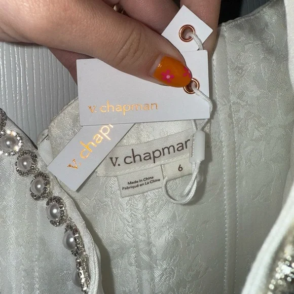 V. Chapman Vivian Dress White Brocade - Picture 4 of 4